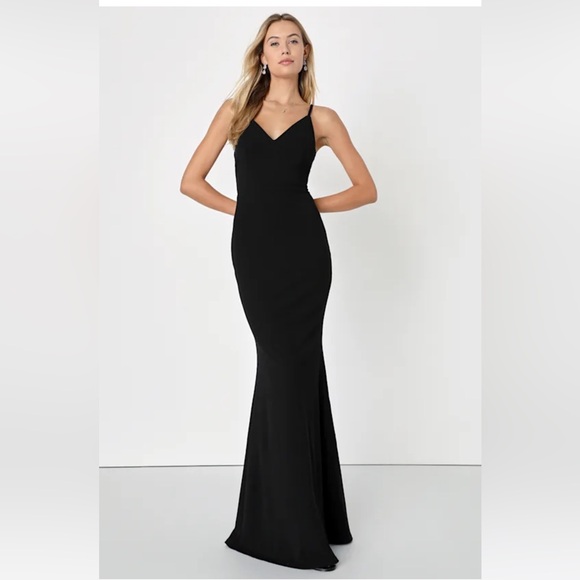 NWT Lulus Moments of Bliss Black Backless Mermaid Maxi Dress Women’s XL - Picture 2 of 11